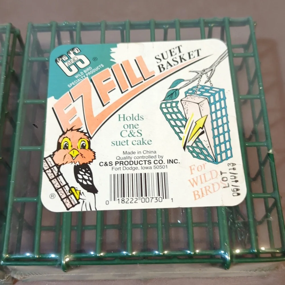 C And S Suet Basket Ez Fill For Wild Birds Holds 1 Cake New In Plastic Hanger